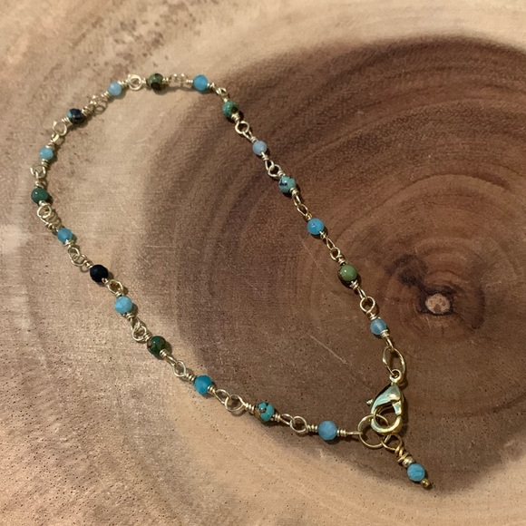 Handmade Turquoise and Amazonite Anklet - Picture 1 of 3
